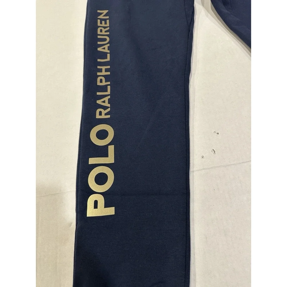 Polo Ralph Lauren Navy Sweatpants Joggers Navy Blue Gold Logo Mens Size Medium